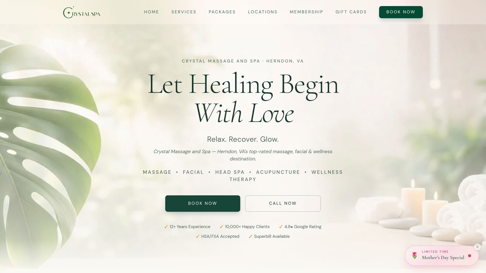 Crystal Spa Herndon — Brand Site