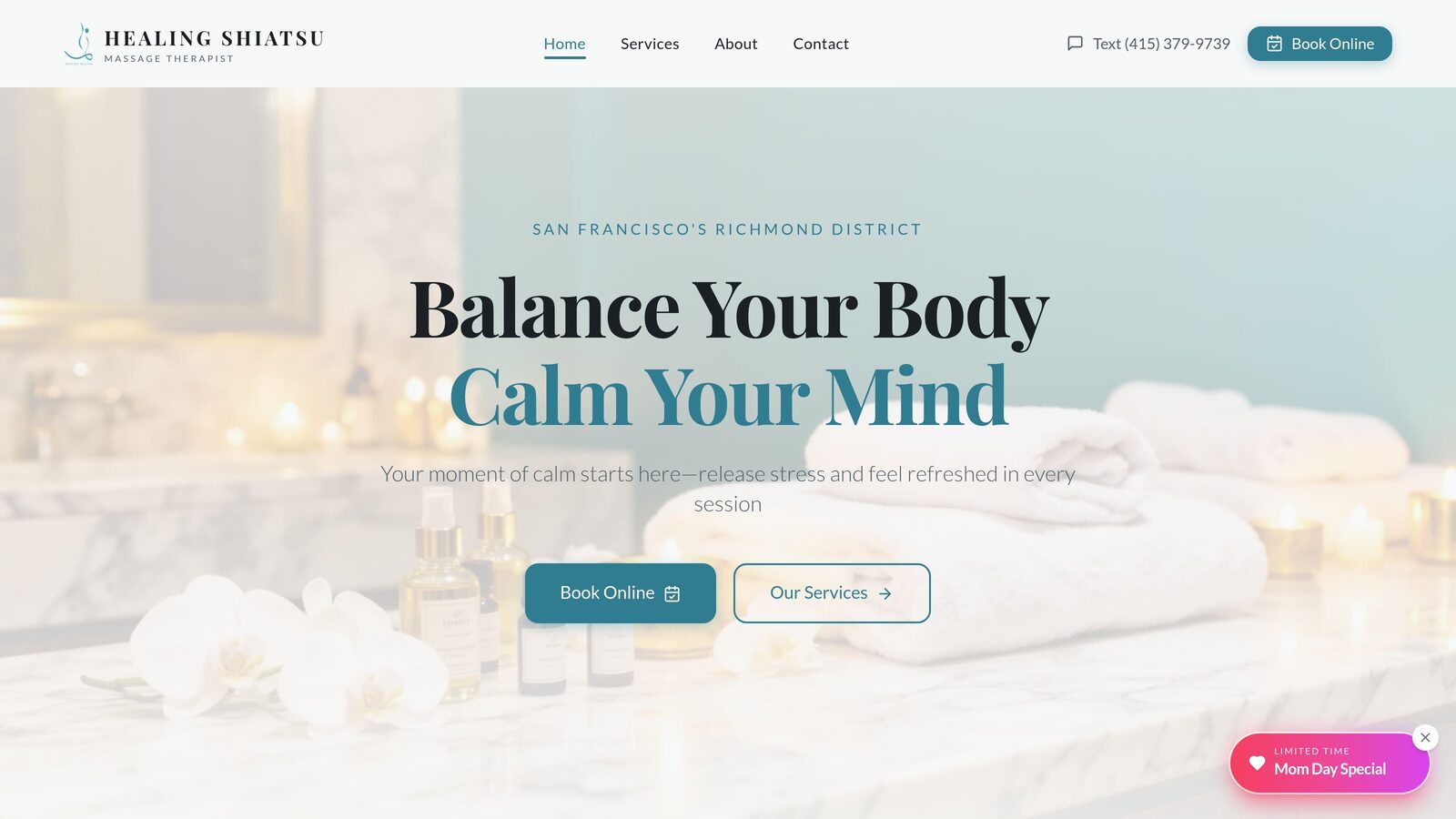 Healing Shiatsu SF — Brand Site